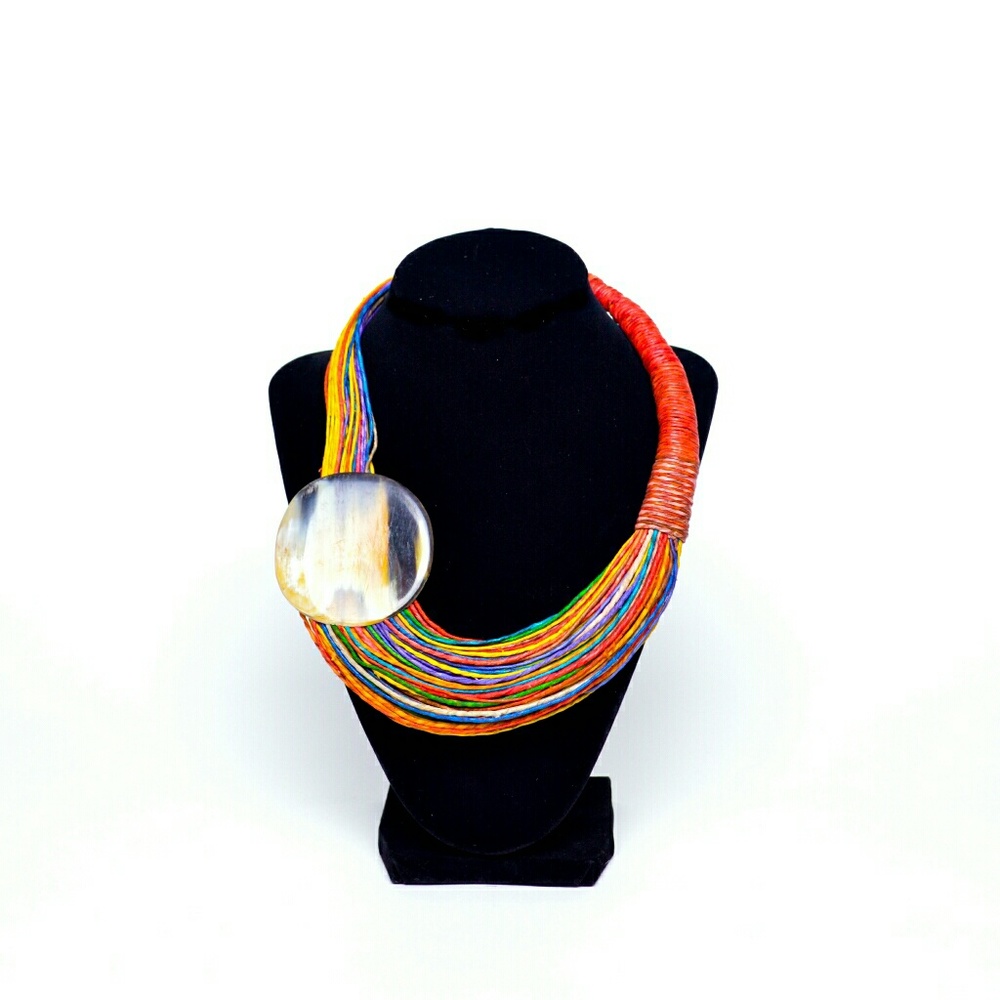 LEATHER NECKLACE SET W/ POLISHED BONE PENDANT
